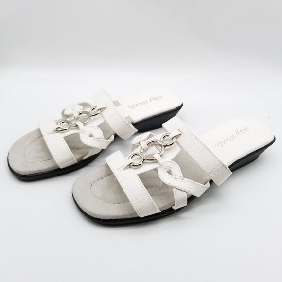 Easy Street Women's Torrid Sandals Size 8 Wide Strappy Slide White Comfort - Picture 1 of 7